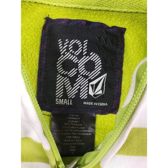 Volcom Sweater Mens Small Sweatshirt Hoodie Full Zip Cotton Yellow Skater Surf - Picture 5 of 12